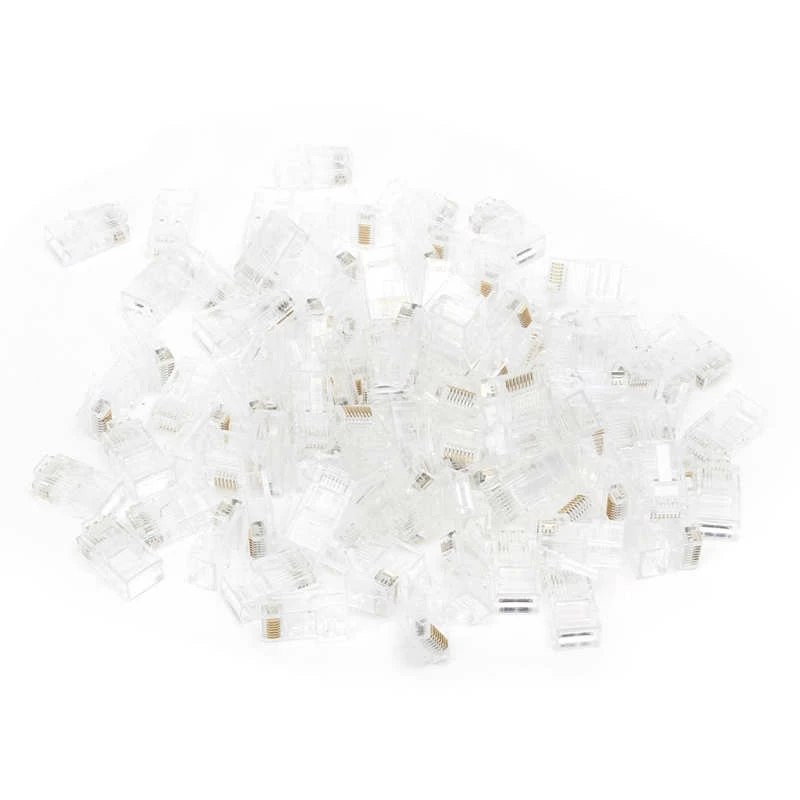 100pcs RJ45 Cat5E Modular Unshielded Gold‑Plated Networks Cable Connectors for Computers TVs 100pcs RJ45 Cat5E Modular Unshielded Gold‑Plated Networks Cable Connectors for Computers TVs