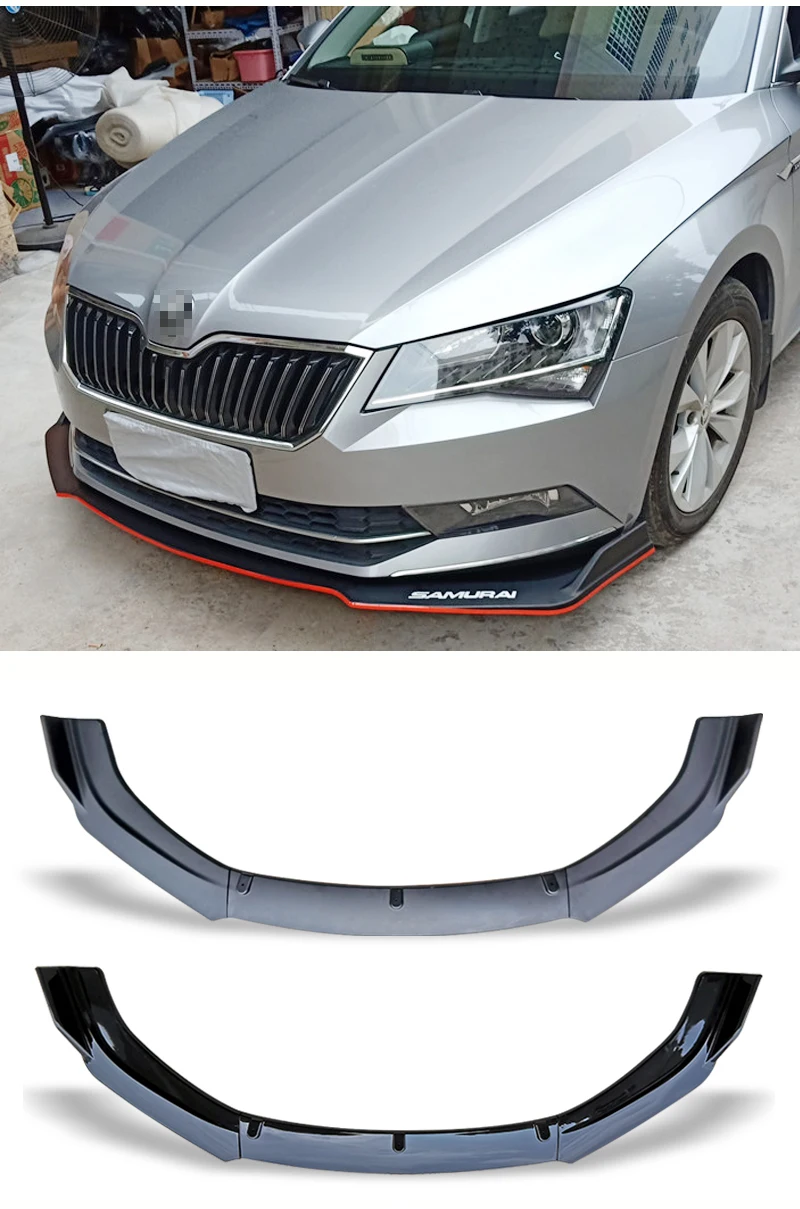 Front Bumper Spoiler Protector Plate Lip Body Kit Carbon Surface Car Decorative Strip Chin Shovel For Skoda Superb