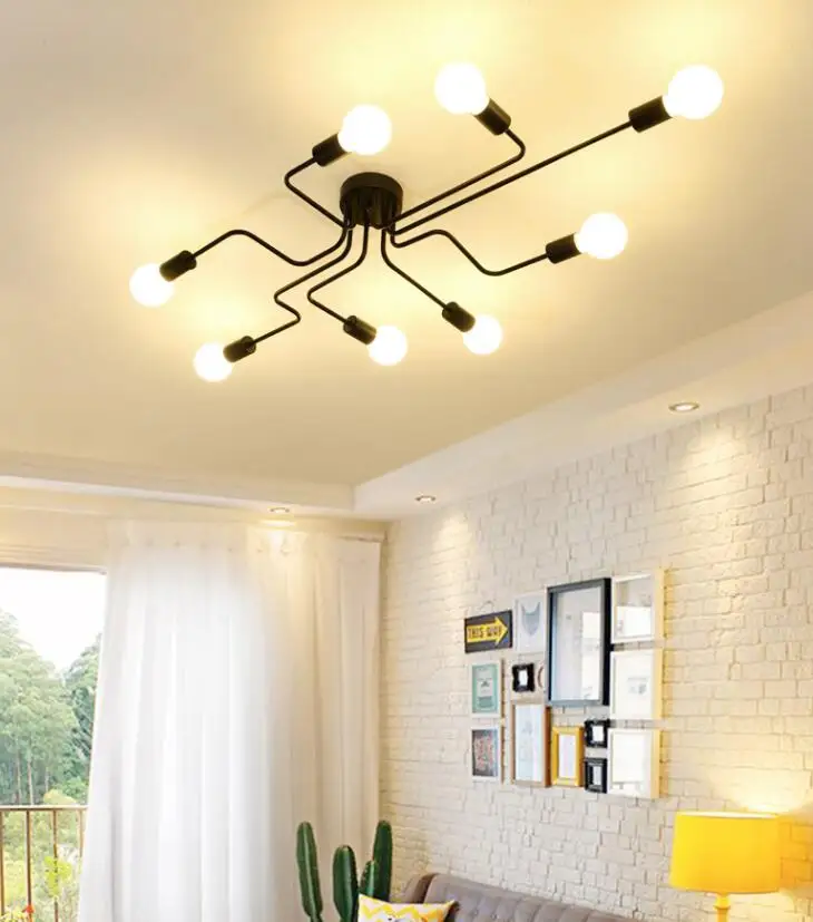 Luz de Teto da Lâmpada do Teto para Sala Venda Quente Tubo Nórdico Ferro Forjado Estar Quarto Vintage Iluminação Interior 2022 8 luz de teto da lâmpada do teto