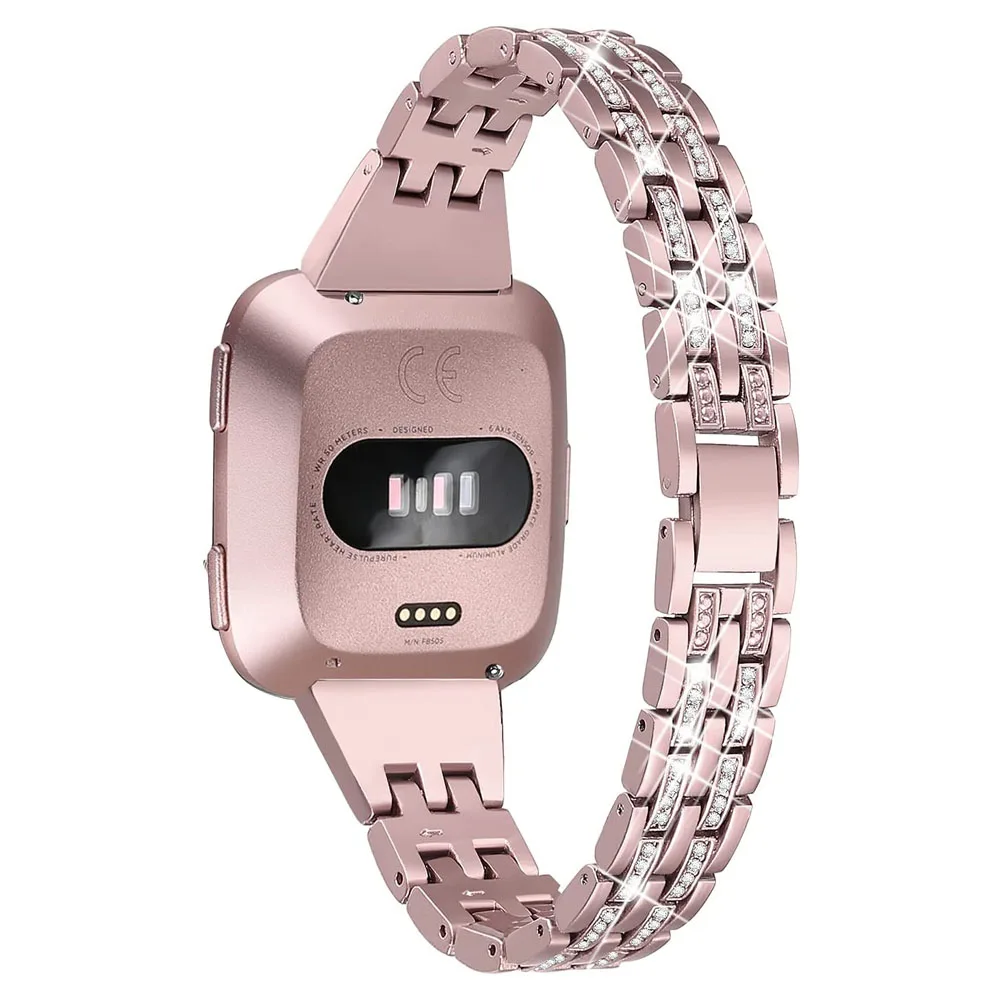 For Fitbit Versa 2 Watch Band Bling Stainless Steel Bracelet Strap+Diamond  Case