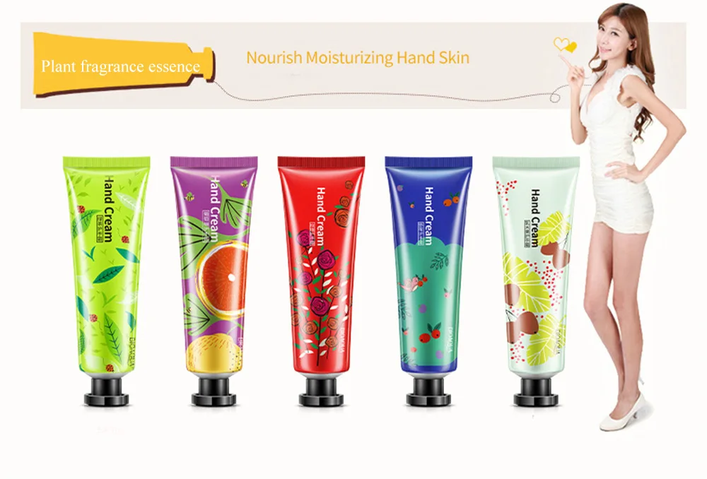 10PCS/lot Whitening Moisturizing Hand Cream Mini Cute Hand Lotion Plant Anti-Aging Hand Feet Care Cream for Men Womem