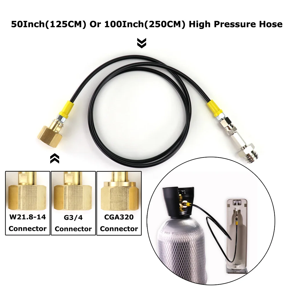 soda maker adapter kit New SODA Maker to External Co2 Tank Adapter and Hose Kit Fit SodaStream W21.8-14 Or CGA320 with Quick Disconnect Connector
