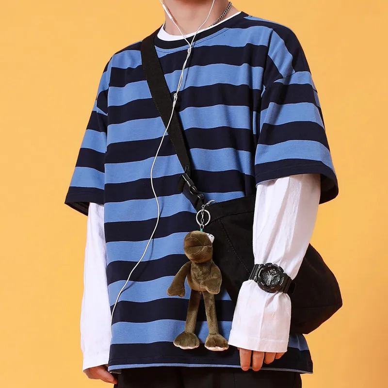 2019 Summer Men's New Casual Striped Color Short-sleeved Round Neck T Shirt Loose Temperament Trend Cotton Tshirt Harajuku 2019 Summer Men's New Casual Striped Color Short-sleeved Round Neck T Shirt Loose Temperament Trend Cotton Tshirt Harajuku