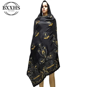 

Top Selling African Women Scarf Muslim Embroidery Cotton Splicing Cotton scarf Big Scarf Soft Headscarf Women Hijab Scarf