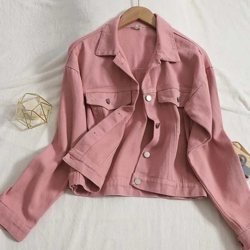 

Новинка 2021, демисезонная джинсовая куртка для женщин, винтажная Женская Повседневная Верхняя одежда с карманами и длинным рукавом, шикарные топы