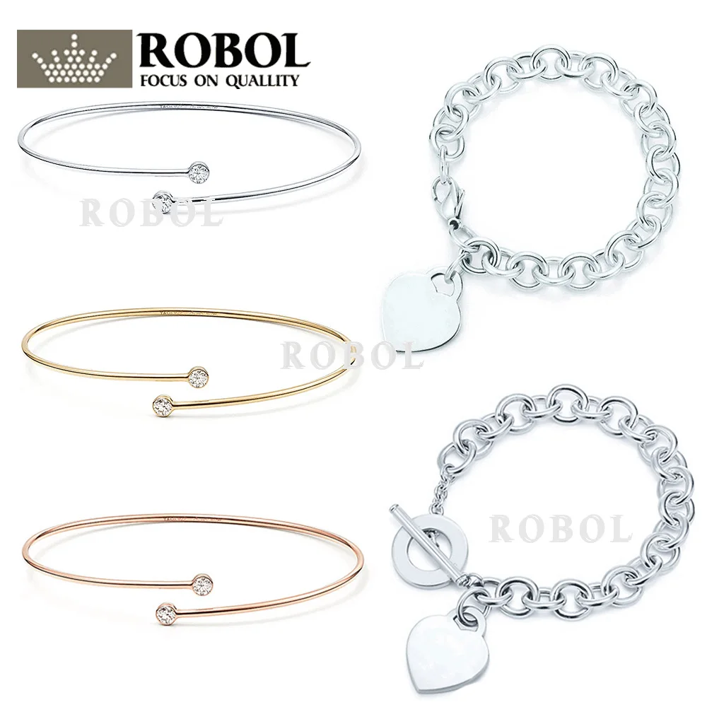 

SL TFB TTFF Original Sterling Silver 925 High Quality Charm Bracelet Engraved Inscription FOR Woman Original Model Production