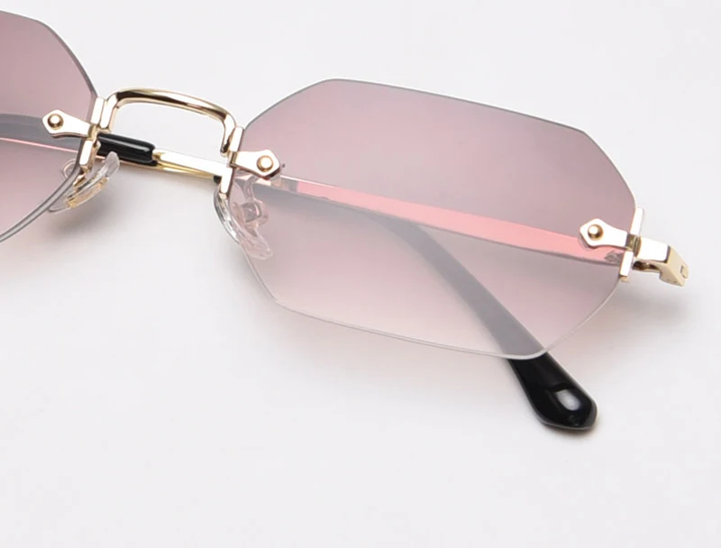 Kachawoo Vintage-Sonnenbrille, randlos, für Damen, achteckig, braun, blau, modische Brille, für Herren, rechteckig, Metall, Polygon, beliebt, Frühling – Detail 12
