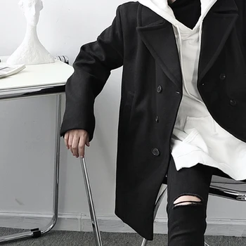 

South Korea Autumn and winter abstinence is a new British style yuppie handsome Korean version of the material coat solid color