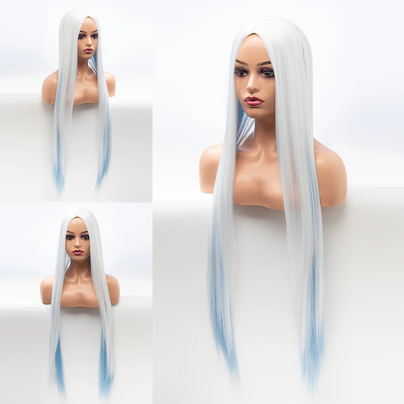 

Женские длинные прямые волосы блонд коричневый Косплей Вечеринка африканские термостойкие волосы синтетический парик 34 дюйма Хэллоуин