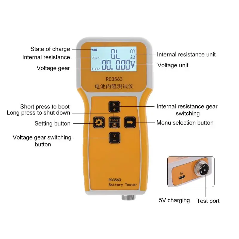 RC3563 Handheld Battery Internal Resistance Tester Analyzer for Car Vehicle Lead-acid Battery dry cell