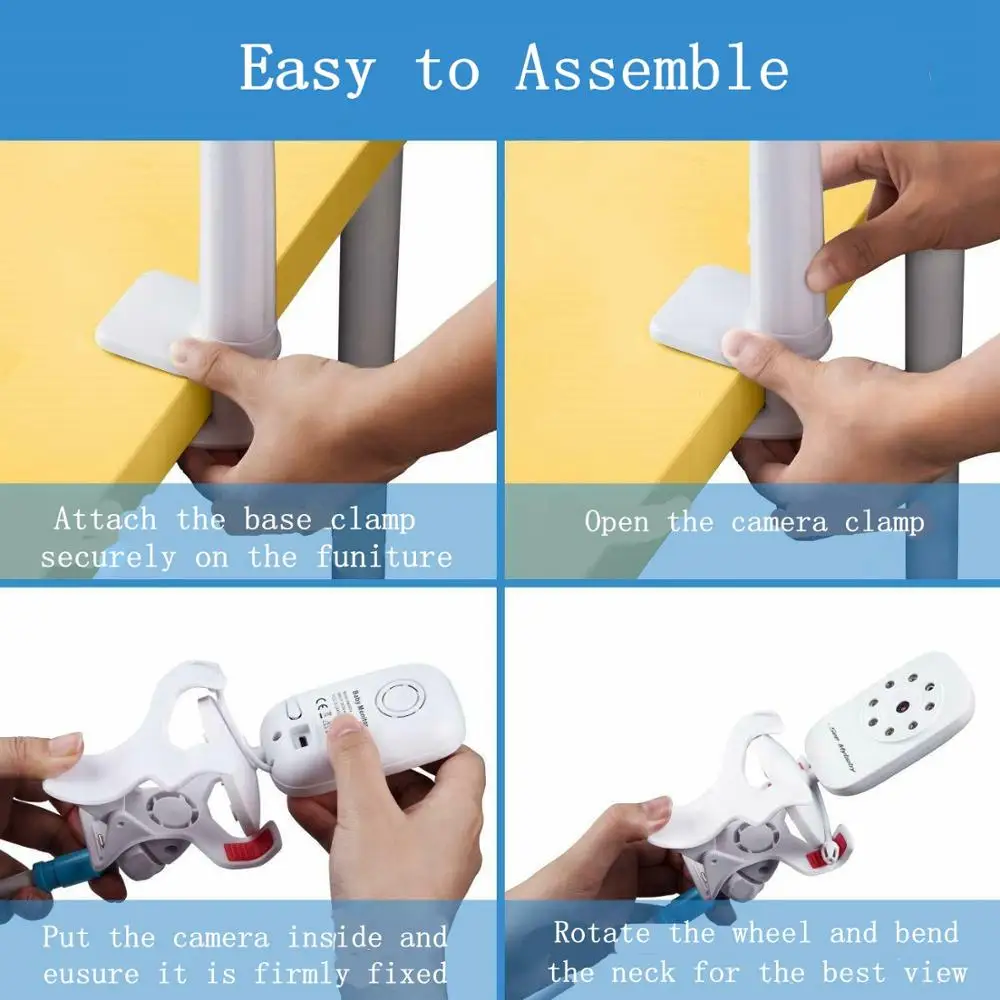 Home Safety Baby Monitor Holder Camera Stand with Fixing Magic Belts 360 Degree Rotation Aluminum alloy Arm 95cm/105cm
