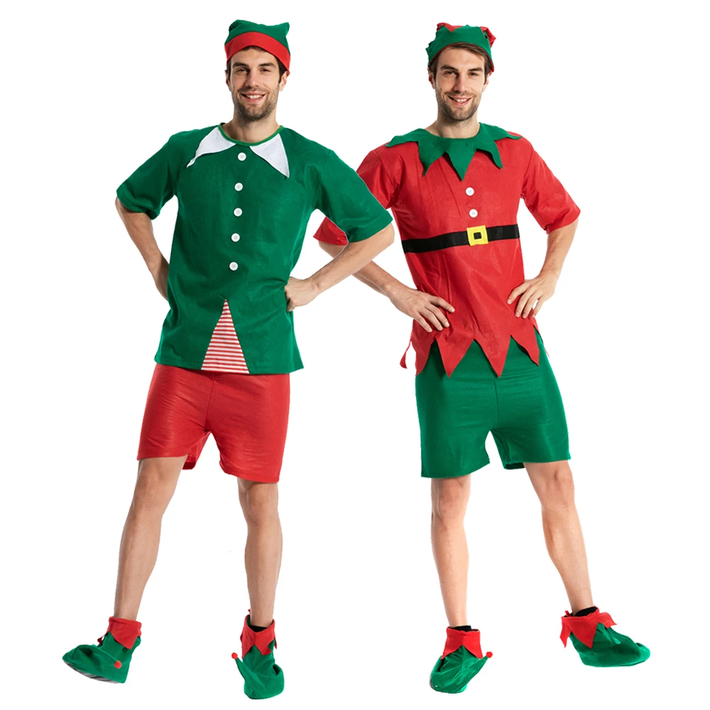 Snailify/недорогой красный/зеленый взрослый Рождественский костюм эльфа для костюмированной вечеринки, костюм Санта-Клауса для мужчин, рождественские праздничные вечерние одинаковые комплекты для семьи