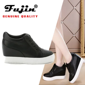 

Fujin 2020 Summer Spring Autumn Women's Genuine Leather Platform Female Shoes Wedges Lady Casual Shoes Mesh Lace Pumps Sneakers