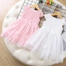 Летние модные кружевные платья принцессы с цветочным рисунком для девочек, милое детское платье, 6 шт./партия