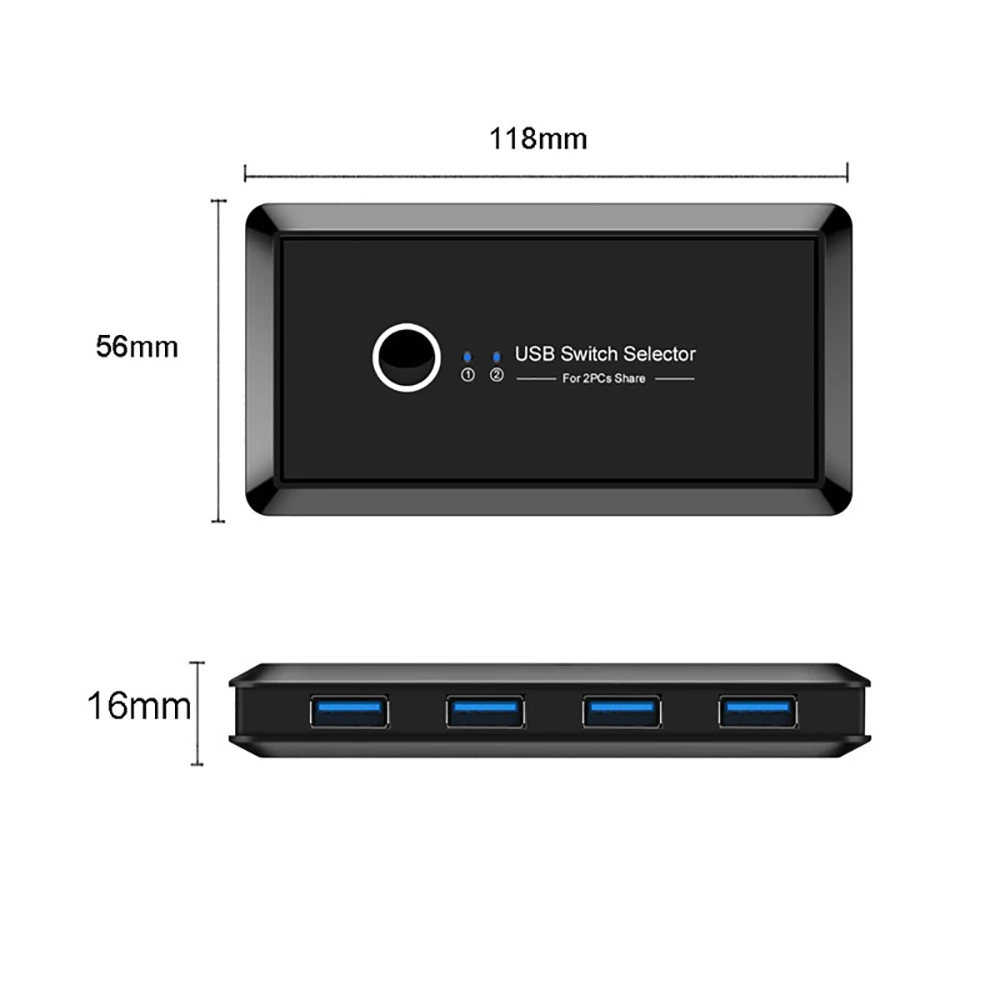 Kopen OULLX KVM Switch USB 3.0 Switch Selector 2 Poort Stuks Delen 4 Apparaten USB 2.0 voor Toetsenbord Muis Scanner Printer kvm Switch Hub