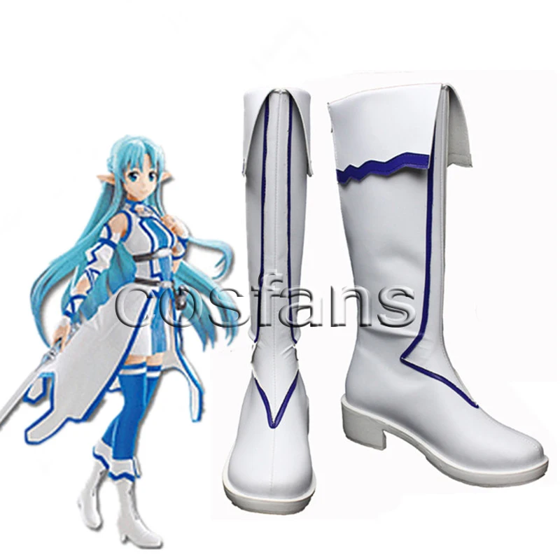 

SAO Sword Art Online 2 Yuuki Asuna Cosplay Shoes White Boots Custom-made SAO Asuna Yuuki Cosplay Costume custom-made any size