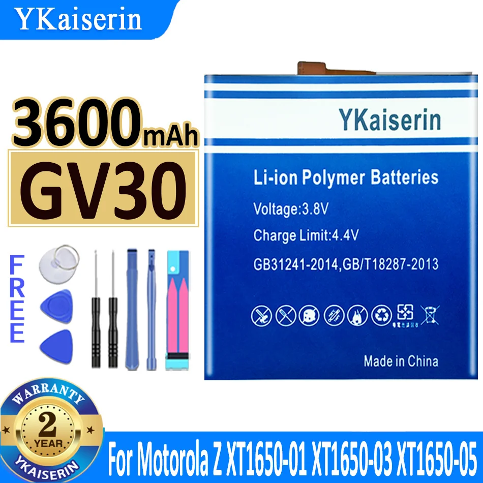 Аккумулятор ykaisсеребрин GV30 на 3600 мАч для Motorola Moto Z XT1650-01 XT1650-05 | Мобильные телефоны