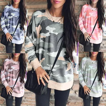 

Women Camouflage Print Sweatshirt Hoodies O Neck Oversized 2020 Autumn Winter Harajuku Coat Female Casual Long Sleeve Pullovers