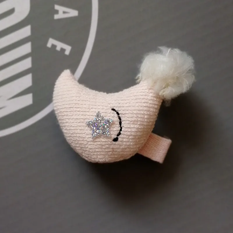 Light pink color 2 шт./лот осень Стиль Вязание Луна Форма детская Pom миловидный зажим для волос мультфильм с мелкими блестками для девочек с принтом в виде звезд набор заколок для волос, заколка для волос, заколка для волос - Цвет: Light pink color