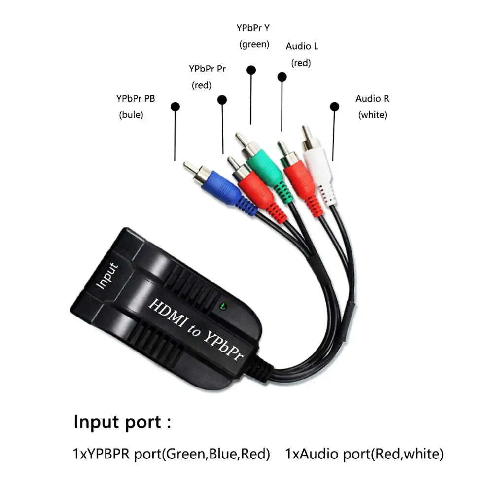 HDMI конвертер YPbPr HDMI в 1080P Компонентный видео YPbPr мужской 5RCA преобразователь RGB адаптер с R/L аудио выход