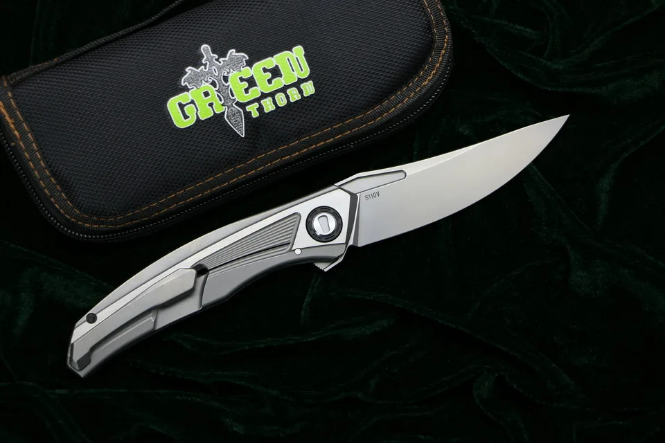Green Thorn quantum Flipper folding knife S110V blade titanium handle outdoor camping hunting pocket kitchen knives EDC tools