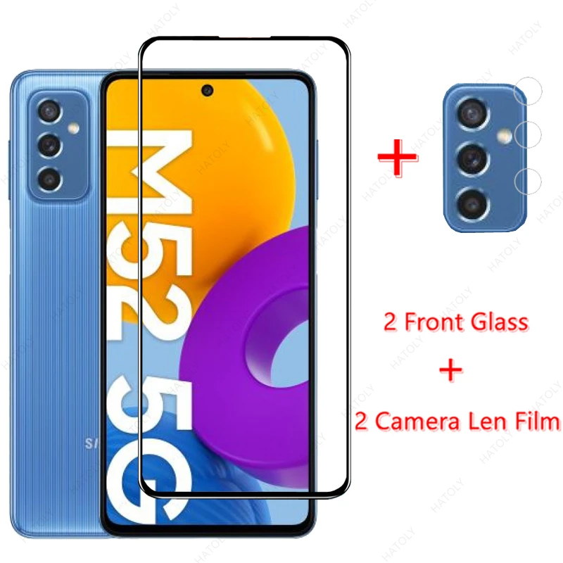 

For Glass Samsung Galaxy M52 5G Tempered Glass for Galaxy M52 5G M32 M12 M02 M02S A03s A12 A22 A32 A52 A72 Screen Protector Film