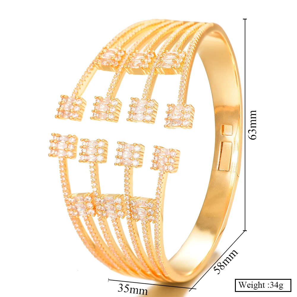 missvikki Luxury New Elegant Stacks Big Bangle For Women Wedding Baguette Arabia Bangle Bridal brincos para as mulheres Hot
