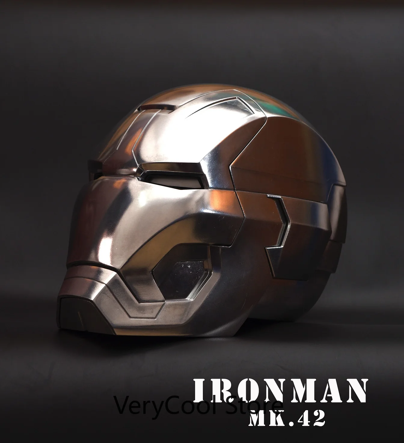 

[Remote Version] CATTOYS 1/1 All Metal Made Iron Man MK42 Mark42 Helmet Motorized Version CATTOYS MK42 Silver Color