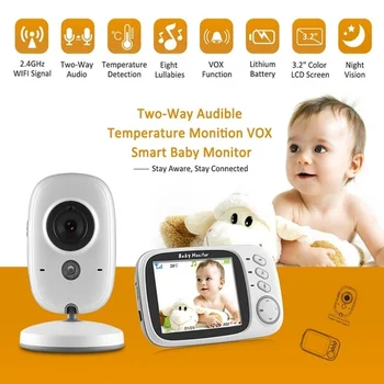 

INQMEGA 3.2 Inch Baby Monitor Two-way audio Wireless Surveillance Camera auto IR night vision Intercom Baby Temperature Monitor