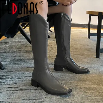 

FEDONAS Elegant Slim Long Shoes Woman 2020 Fall Winter Women'S Shoes Genuine Leather Office Lady Party Casula Side Zipper Boots