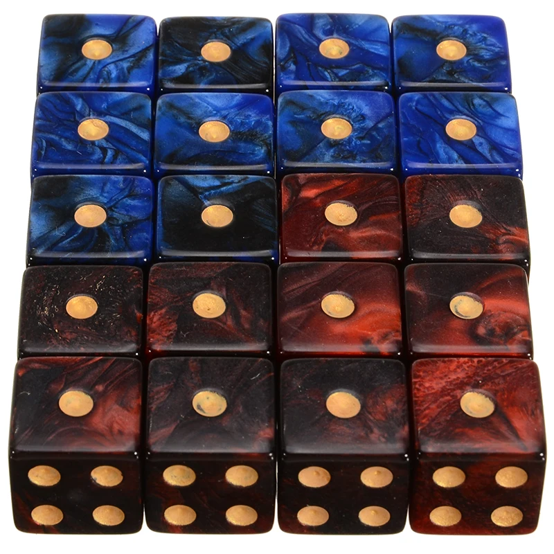 10pcs Blue/Red Acrylic Spot Dice 6 Sided Dice 16mm Dice Portable Table Games Party Tool Right Angle Dice