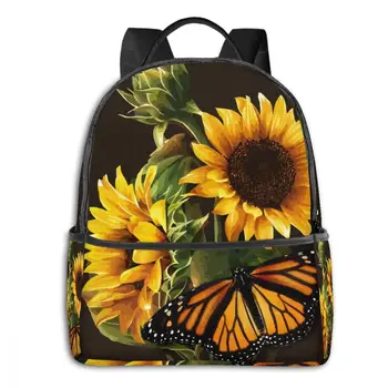 

Girls Boys Backpack Women Backpack College School Bagpack Sunflower And Butterfly Photo Travel Shoulder Bags For Teenage 2021