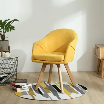 

Simple Nordic Fabric Computer Chair Balcony Solid Wood Casual Dining Chair Fashion Desk Chair Conference Reception Chairs
