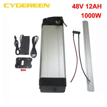 

750W 48v 12ah Electric bike battery 13S6P 48V lithium ion scooter silver fish 18650 Battery pack 54.6V 2A Charger