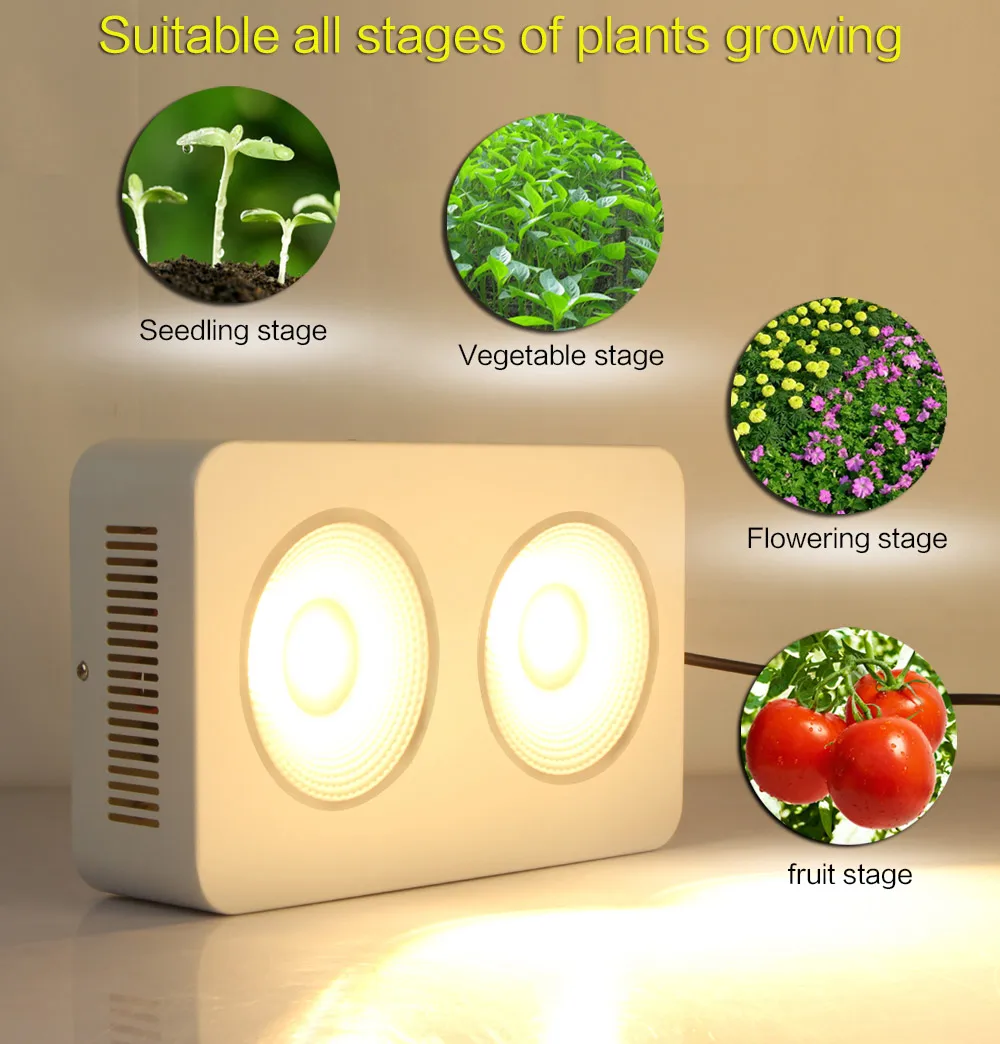 

400W Full Spectrum COB Led Grow Light Warm White Sunlight Hydroponic Phyto Lamp For Plants Growth Fitolampy Indoor Herbs Light