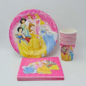 

40pcs/set Party Supplies Ariel/Snow White/Belle/Cinderella/Aurora Princess Birthday Party Plate/napkin Decoration Ariel Party