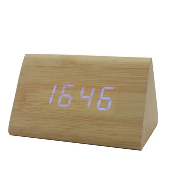 

1 pc Wooden Wood Clock Modern Wood New Version Digital Electronic Desk Clock LED Display Time for Home Kids Bedroom Office