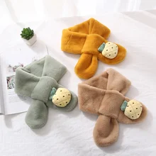 Детские теплые шарфы с фруктами, новинка, имитация кроличьей шерсти, корейский стиль, Осень-зима, высокое качество, супер мягкий шарф для девочек