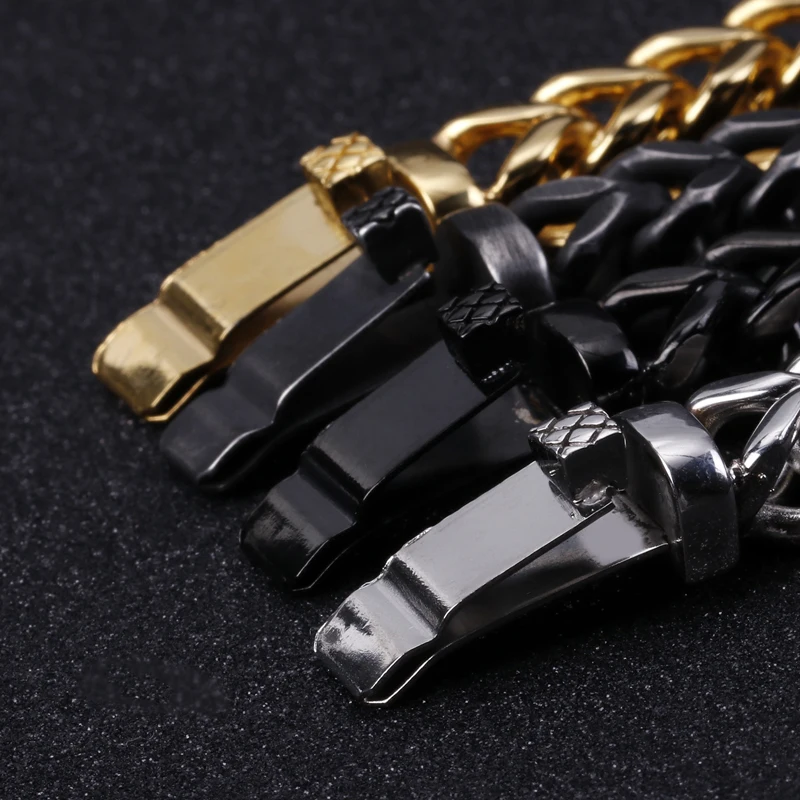 Fongten звено цепи мужской браслет в стиле Панк Винтаж Черный Серебро Золото Нержавеющая сталь Шарм Мужские браслеты ювелирные изделия