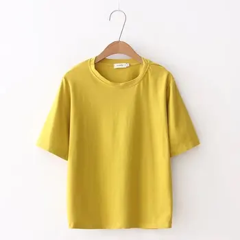 

2018 summer wear new style woman loose fitting T-shirt short sleeves regular short white T-shirt girl