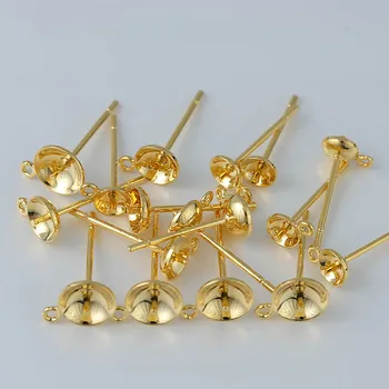 

2pcs Bowl Head Pin Stud Earring Needles Earnuts Ear Post with hanging ring flat head/bowl ear pin accessories for earrings