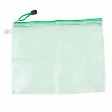 Green Plastic Zipper Closure Stationery File Bag 28.5cm x 22cm for B5 Paper