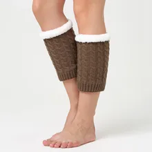 Зимние женские гетры; теплые вязаные носки для обуви; женские вязаные бархатные гетры для женщин; botas Calcetin calcetines