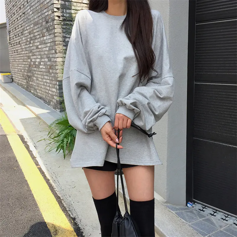 

Alien Kitty Chic Soft Solid Loose Casual Oversize Split Pullover Warm Sweet Autumn Fresh High Quality Women Female Sweatshirt