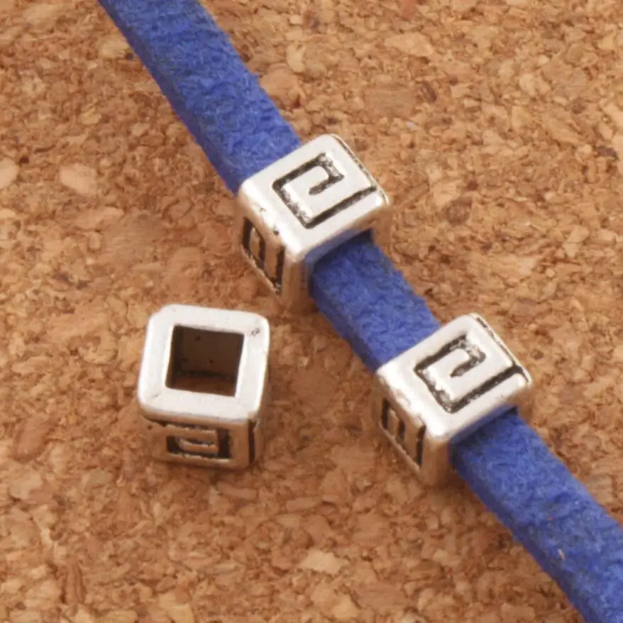 

E Curved Cube Beads Spacers 4.4x4.3mm 600PCS Zinc Alloy Bead Jewelry Findings L552
