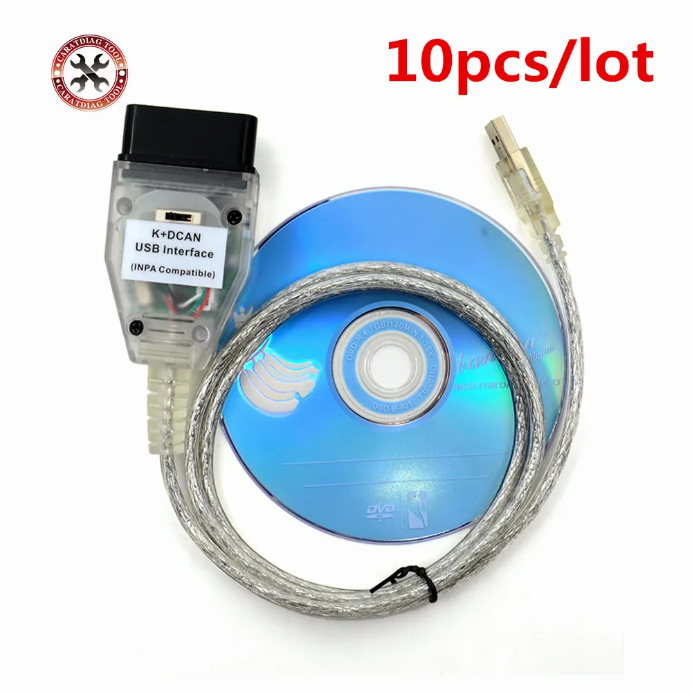 10 шт./лот для BMW INPA K + CAN переключатель с чипом FT232RL DCAN USB интерфейс Полная