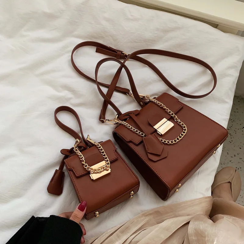 

France Non-mainstream Bag Women's 2020 New Style Fashion Fashion Korean-style Square Sling Bag Retro Hong Kong Style Solid Color
