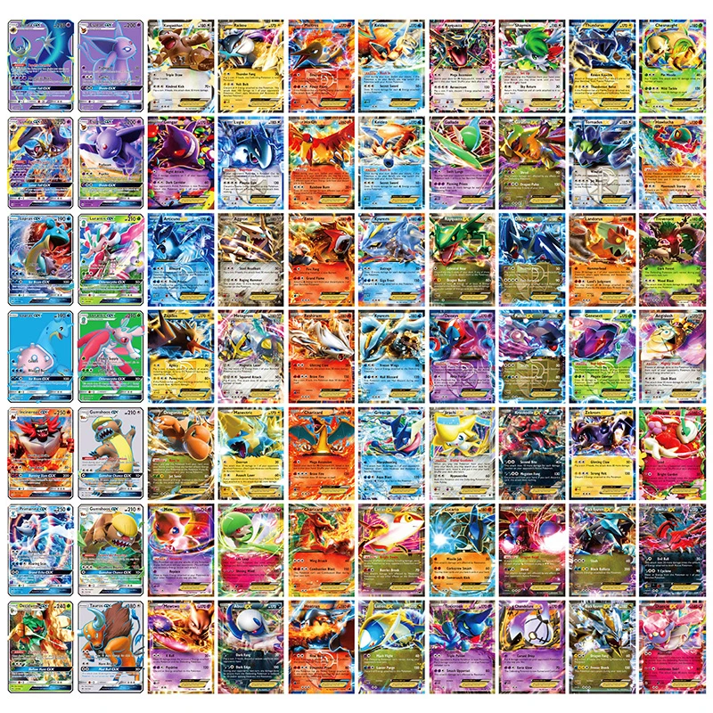 Novo pokemon cartões 60ex 20gx 20mega versão em inglês sem repetição brilhando jogo coleção batalha carte tadirng cartão crianças brinquedos