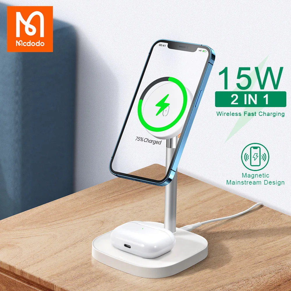 Mcdodo 2 в 1 настольное магнитное Беспроводное зарядное устройство для iPhone 12 Pro Max Air