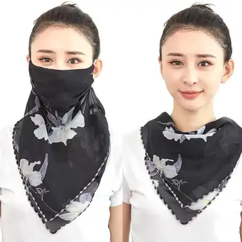 

Summer Large Mouth Mask Neck Protection Thin Face Mask Full Face Chiffon Veil Sun Protection Breathable Scarf Masks